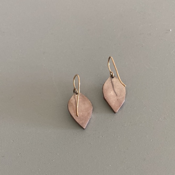 Silver and gold Artisan Handmade Earrings with Green Stone boho vibes - Picture 4 of 6